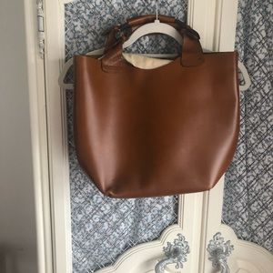 Zara brown top handle purse
